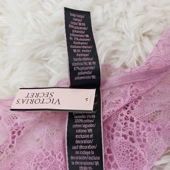 Victoria's Secret BRAZILIAN SMALL Lavender Lace Mesh side chains Very Sexy - Picture 6 of 6
